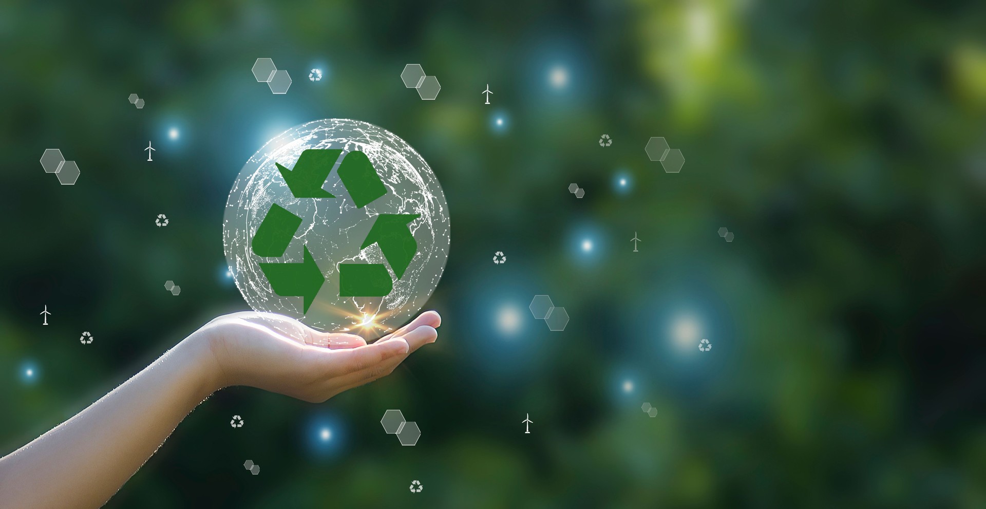 Recycle symbol on earth background The concept of maximizing resource utilization